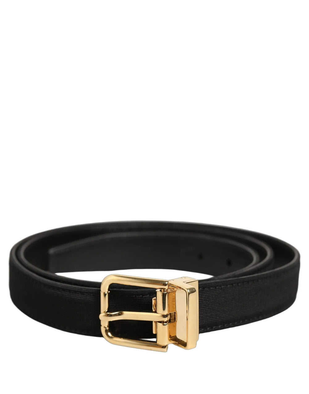 Dolce & Gabbana Sample Sale | Dolce & Gabbana Black Canvas Leather Gold Metal Buckle Belt - | Designer outlet