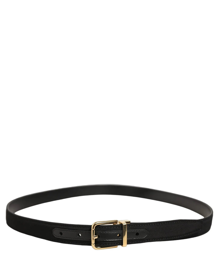 Dolce &amp; Gabbana Sample Sale | Dolce &amp; Gabbana Black Canvas Leather Gold Metal Buckle Belt - | Designer outlet