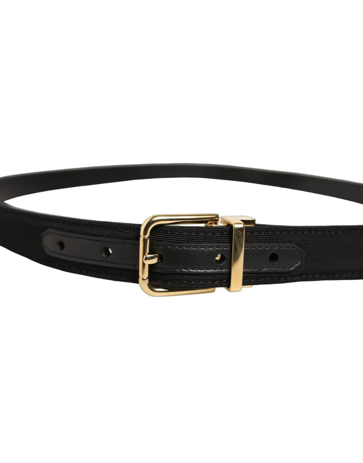 Dolce &amp; Gabbana Sample Sale | Dolce &amp; Gabbana Black Canvas Leather Gold Metal Buckle Belt - | Designer outlet