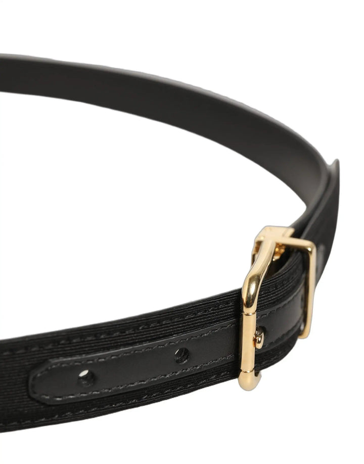 Dolce &amp; Gabbana Sample Sale | Dolce &amp; Gabbana Black Canvas Leather Gold Metal Buckle Belt - | Designer outlet