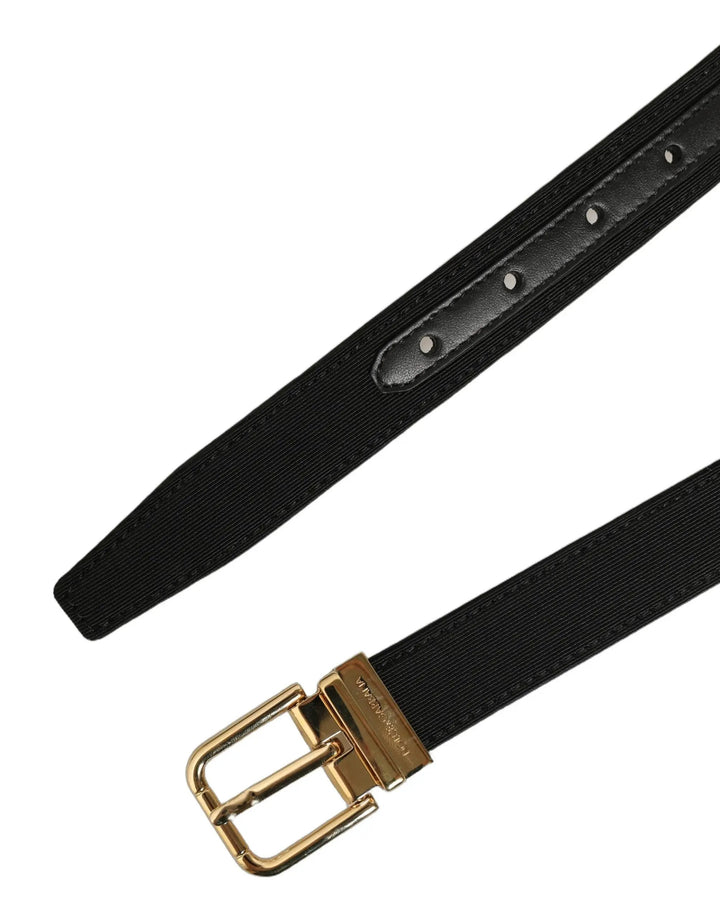 Dolce &amp; Gabbana Sample Sale | Dolce &amp; Gabbana Black Canvas Leather Gold Metal Buckle Belt - | Designer outlet