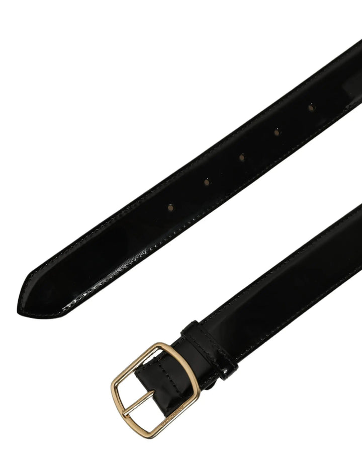 Dolce &amp; Gabbana Sample Sale | Dolce &amp; Gabbana Black Patent Leather Gold Metal Buckle Belt - | Designer outlet