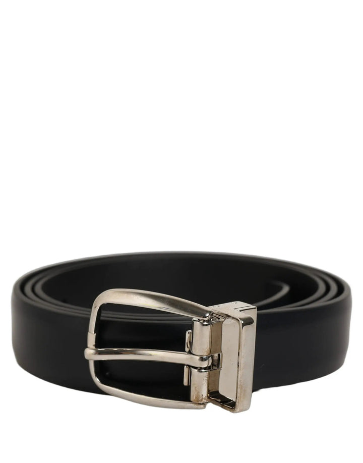 Dolce &amp; Gabbana Sample Sale | Dolce &amp; Gabbana Blue Calf Leather Silver Metal Buckle Belt - | Designer outlet