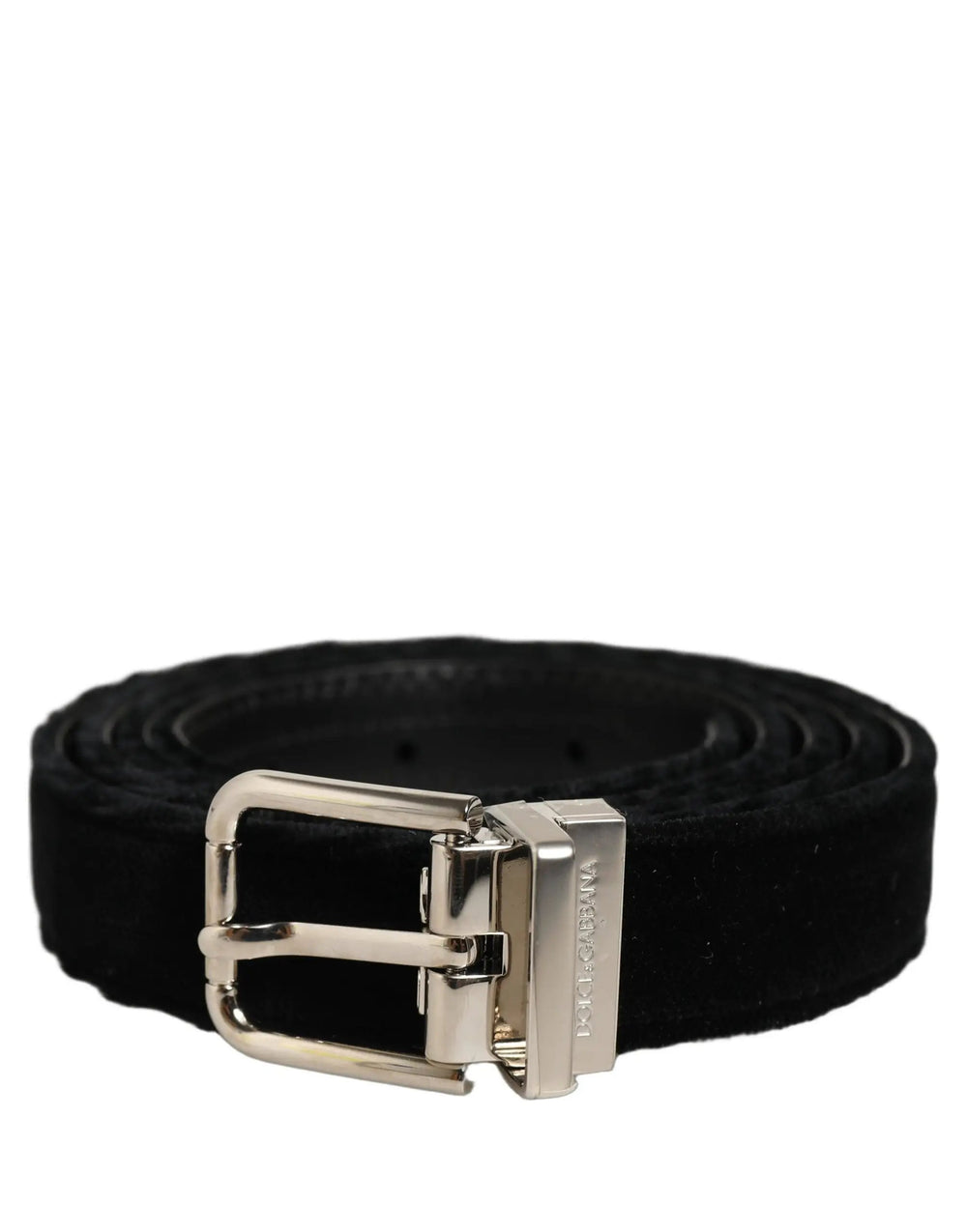Dolce & Gabbana Sample Sale | Dolce & Gabbana Black Velvet Silver Tone Metal Buckle Belt - | Designer outlet