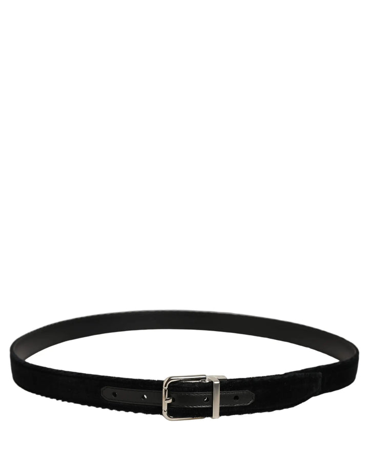 Dolce &amp; Gabbana Sample Sale | Dolce &amp; Gabbana Black Velvet Silver Tone Metal Buckle Belt - | Designer outlet