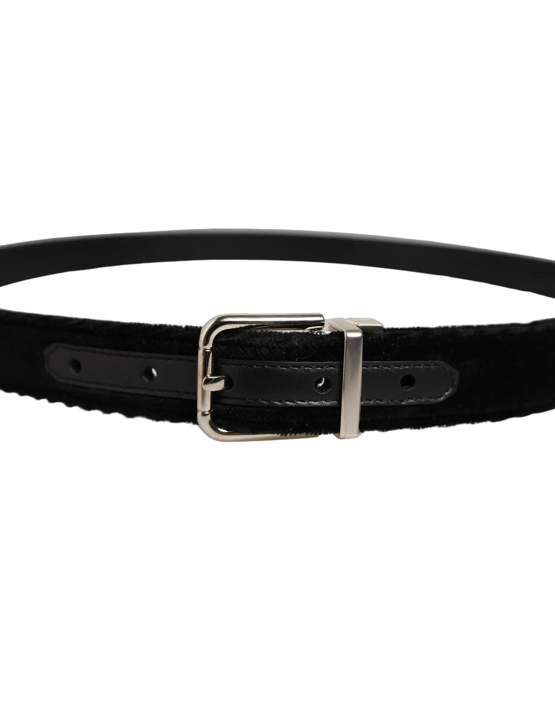 Dolce &amp; Gabbana Sample Sale | Dolce &amp; Gabbana Black Velvet Silver Tone Metal Buckle Belt - | Designer outlet