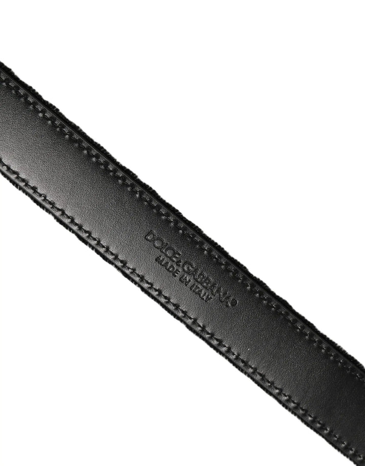 Dolce &amp; Gabbana Sample Sale | Dolce &amp; Gabbana Black Velvet Silver Tone Metal Buckle Belt - | Designer outlet