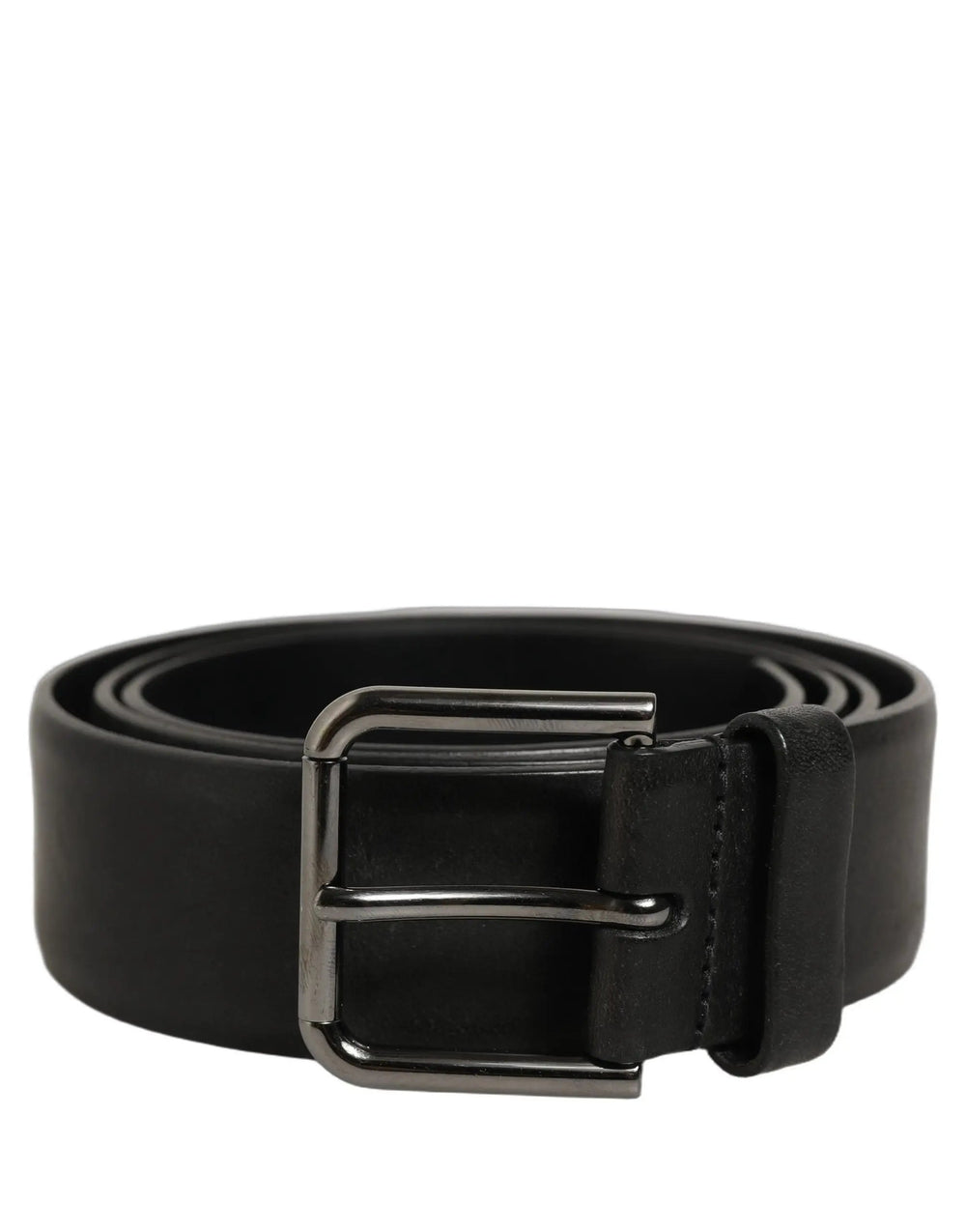 Dolce & Gabbana Sample Sale | Dolce & Gabbana Black Calf Leather Classic Silver Buckle Belt - | Designer outlet