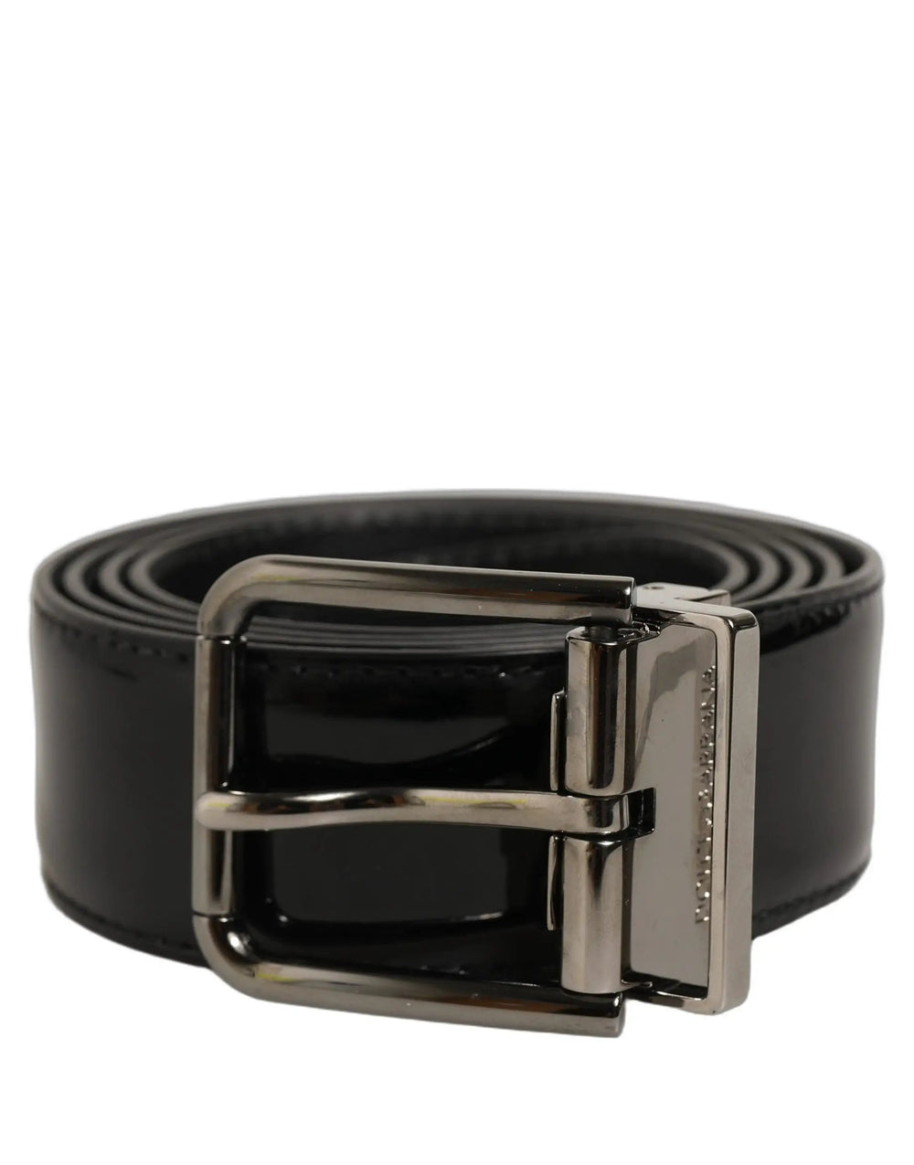 Dolce & Gabbana Sample Sale | Dolce & Gabbana Black Patent Leather Silver Metal Buckle Belt - | Designer outlet