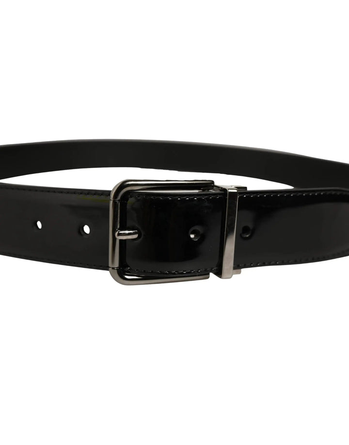 Dolce &amp; Gabbana Sample Sale | Dolce &amp; Gabbana Black Patent Leather Silver Metal Buckle Belt - | Designer outlet