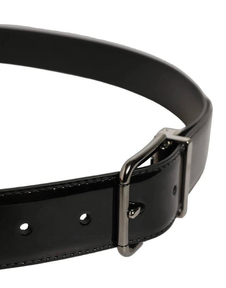 Dolce &amp; Gabbana Sample Sale | Dolce &amp; Gabbana Black Patent Leather Silver Metal Buckle Belt - | Designer outlet