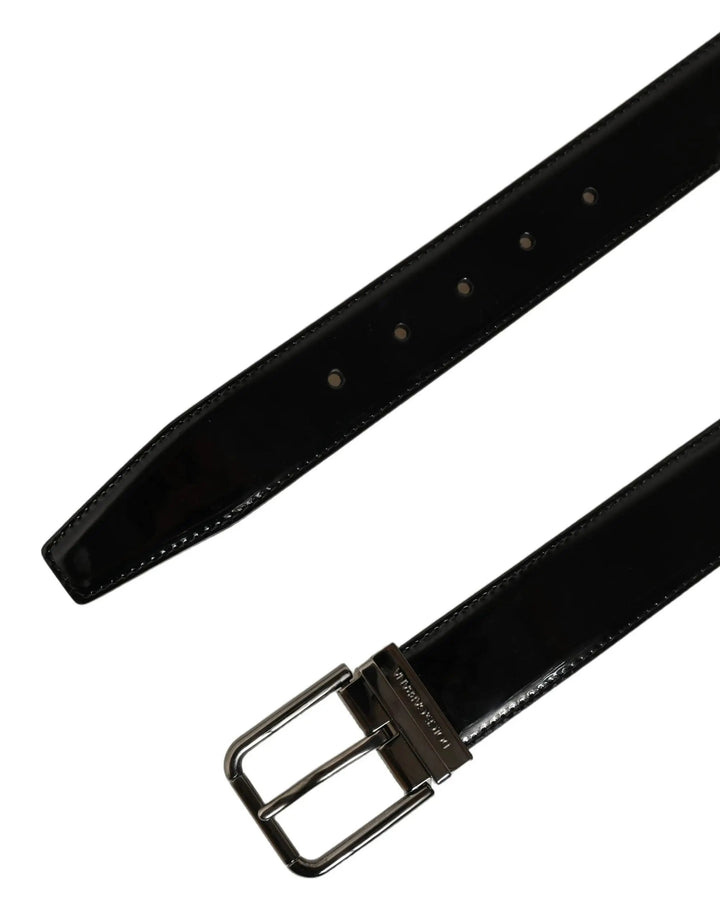 Dolce &amp; Gabbana Sample Sale | Dolce &amp; Gabbana Black Patent Leather Silver Metal Buckle Belt - | Designer outlet