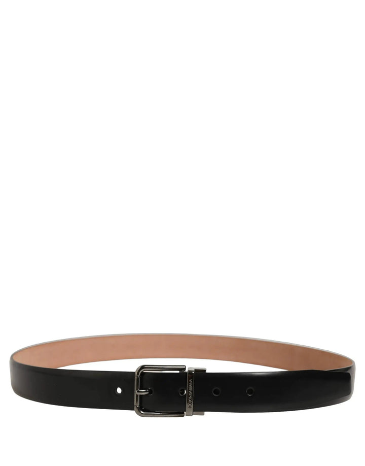 Dolce &amp; Gabbana Sample Sale | Dolce &amp; Gabbana Black Calf Leather Silver Metal Buckle Belt - | Designer outlet