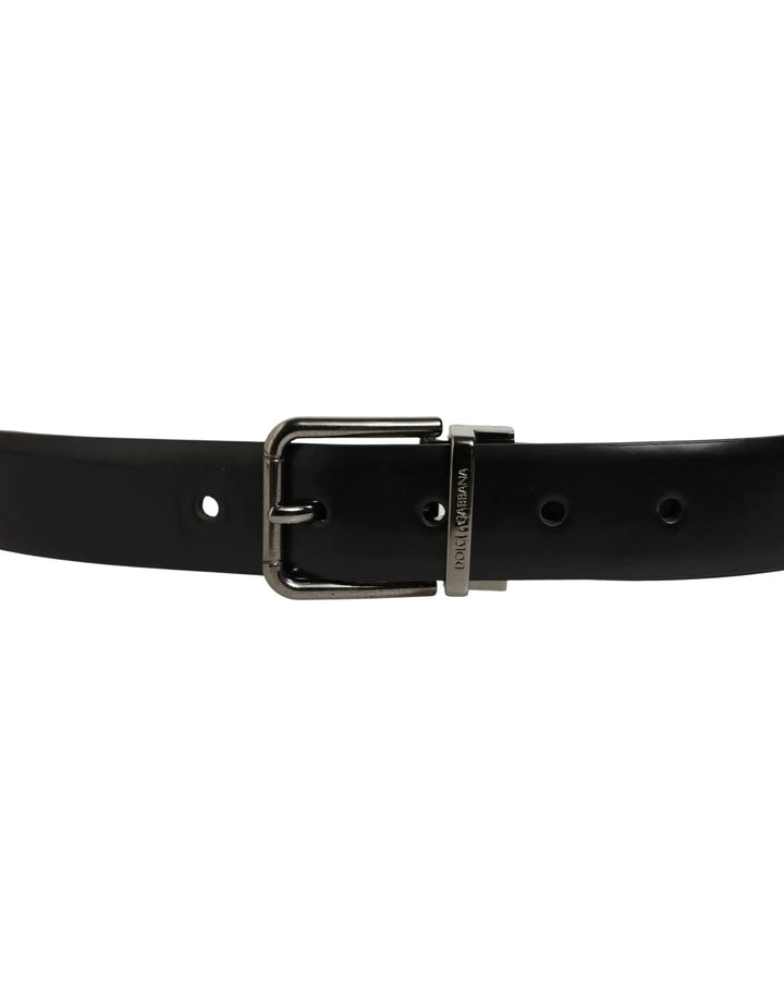 Dolce &amp; Gabbana Sample Sale | Dolce &amp; Gabbana Black Calf Leather Silver Metal Buckle Belt - | Designer outlet