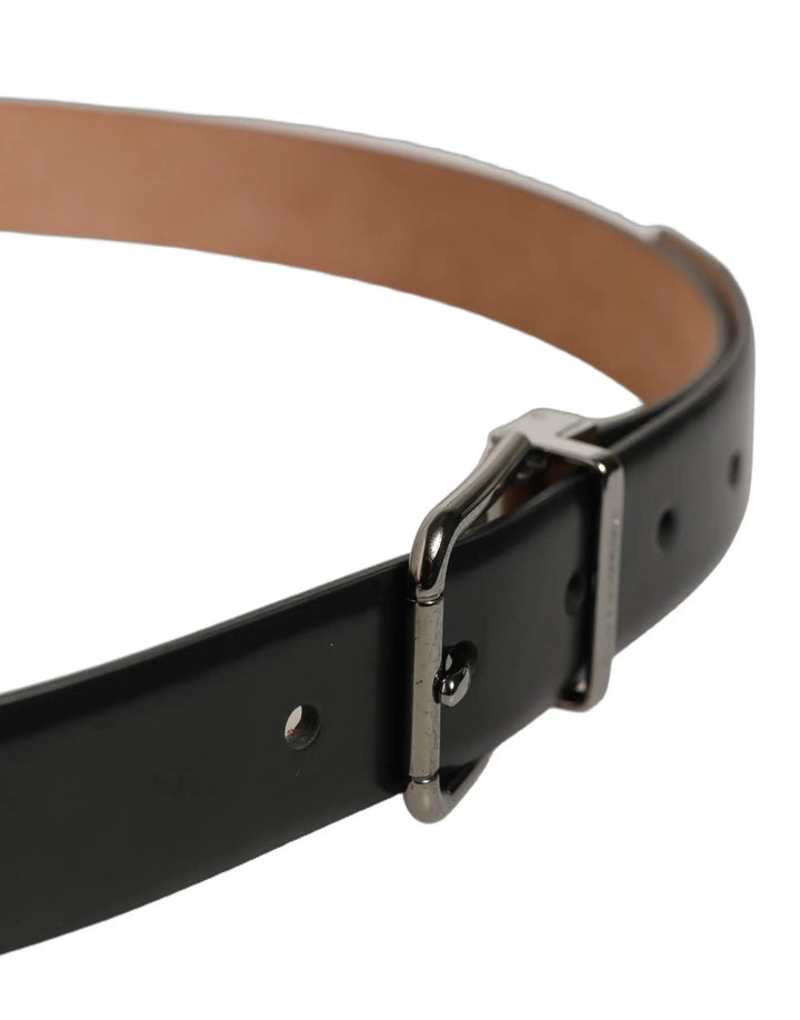 Dolce &amp; Gabbana Sample Sale | Dolce &amp; Gabbana Black Calf Leather Silver Metal Buckle Belt - | Designer outlet