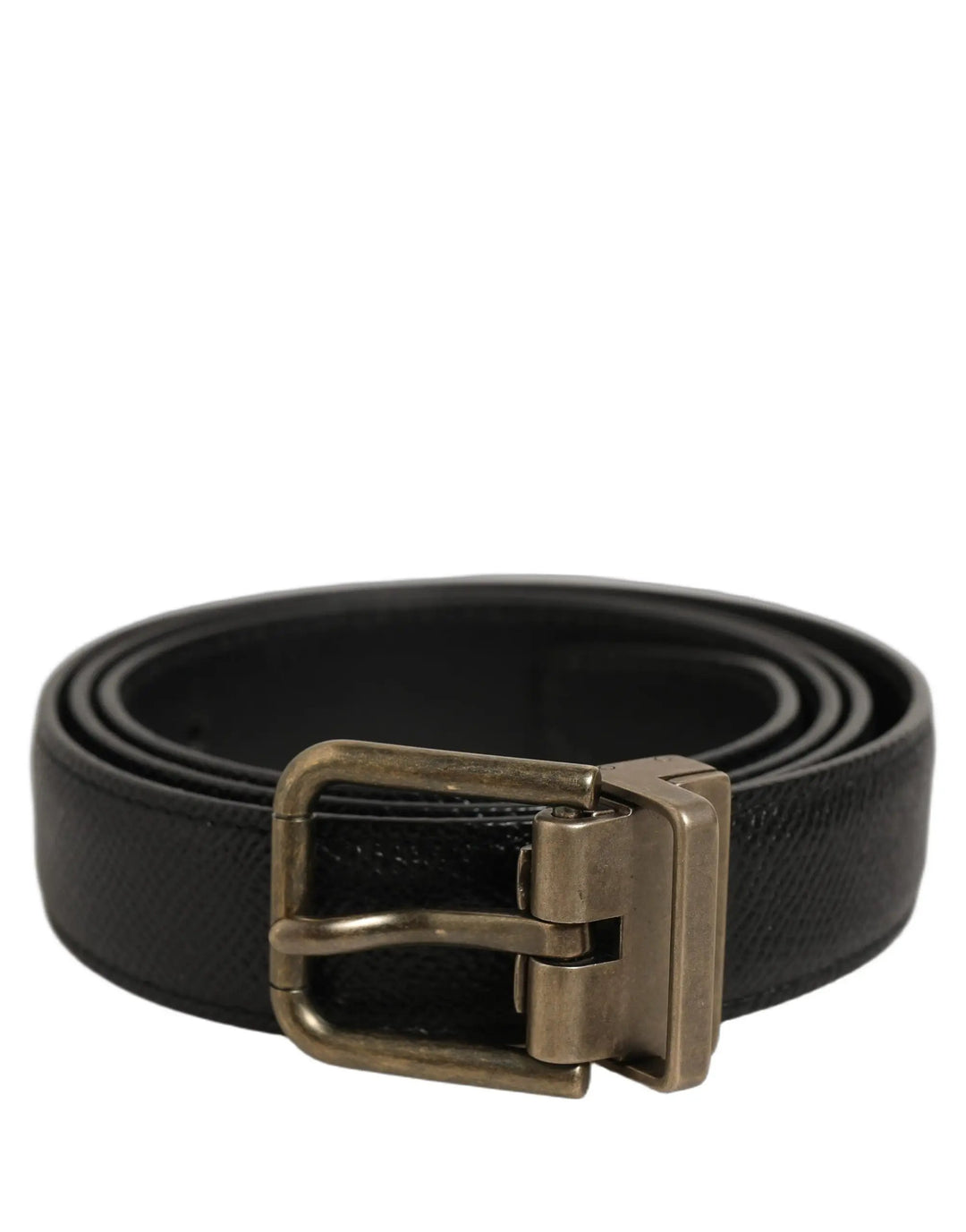 Dolce & Gabbana Sample Sale | Dolce & Gabbana Men Black Calf Leather Gold Metal Buckle Belt - | Designer outlet