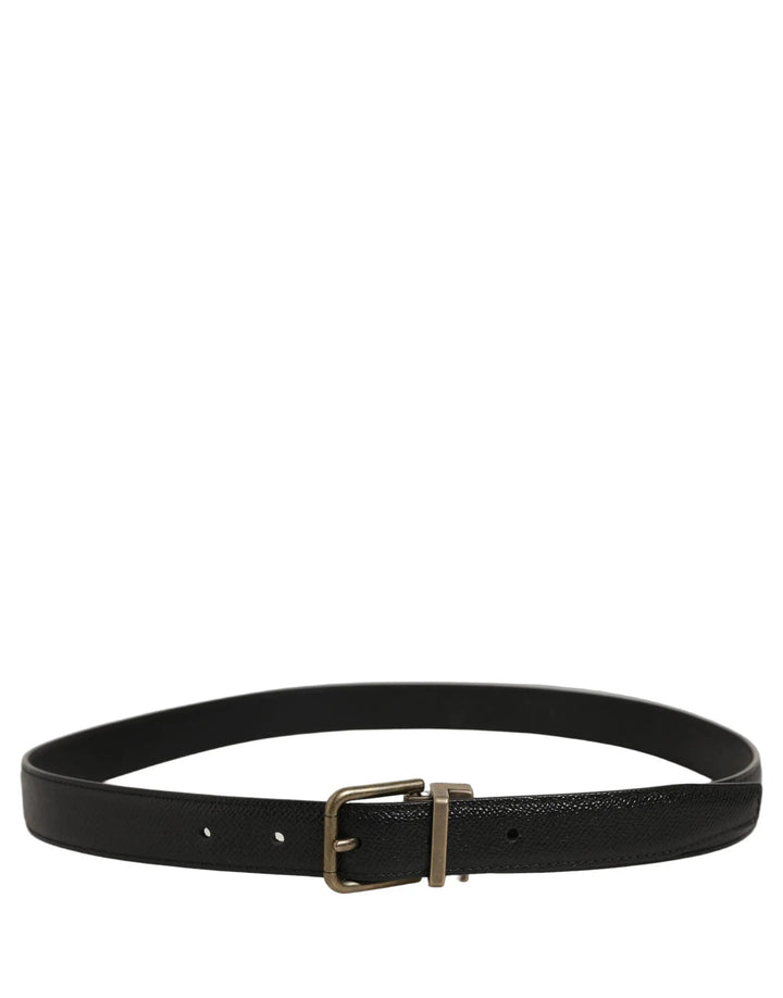 Dolce &amp; Gabbana Sample Sale | Dolce &amp; Gabbana Men Black Calf Leather Gold Metal Buckle Belt - | Designer outlet