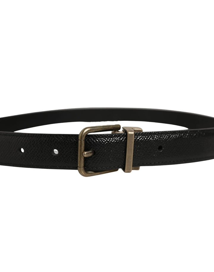 Dolce &amp; Gabbana Sample Sale | Dolce &amp; Gabbana Men Black Calf Leather Gold Metal Buckle Belt - | Designer outlet