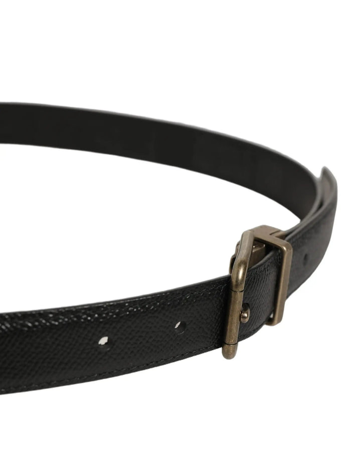 Dolce &amp; Gabbana Sample Sale | Dolce &amp; Gabbana Men Black Calf Leather Gold Metal Buckle Belt - | Designer outlet