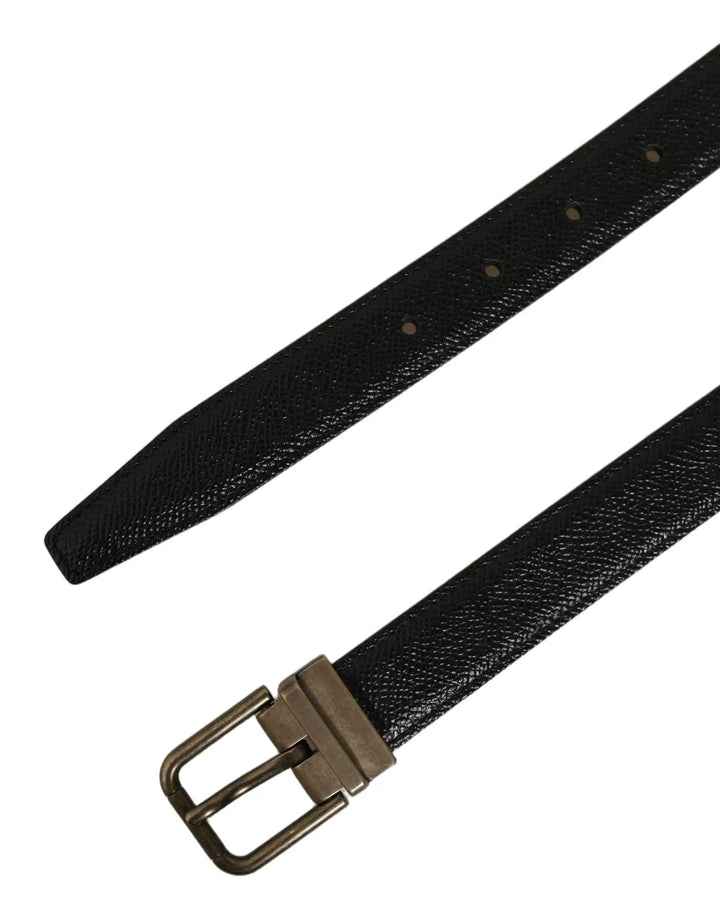 Dolce &amp; Gabbana Sample Sale | Dolce &amp; Gabbana Men Black Calf Leather Gold Metal Buckle Belt - | Designer outlet