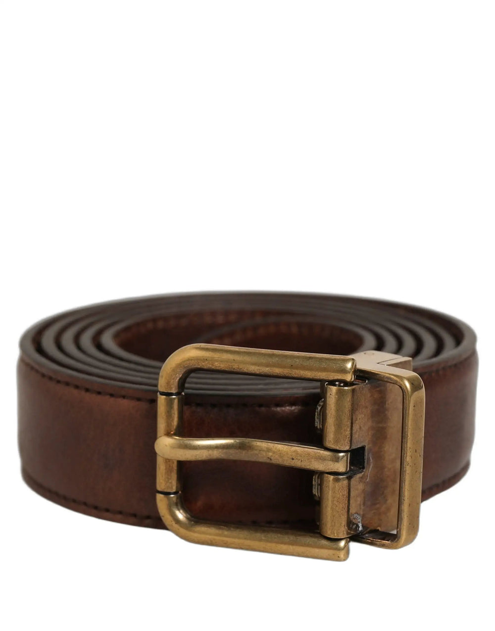 Dolce & Gabbana Sample Sale | Dolce & Gabbana Brown Leather Gold Tone Metal Buckle Belt - | Designer outlet