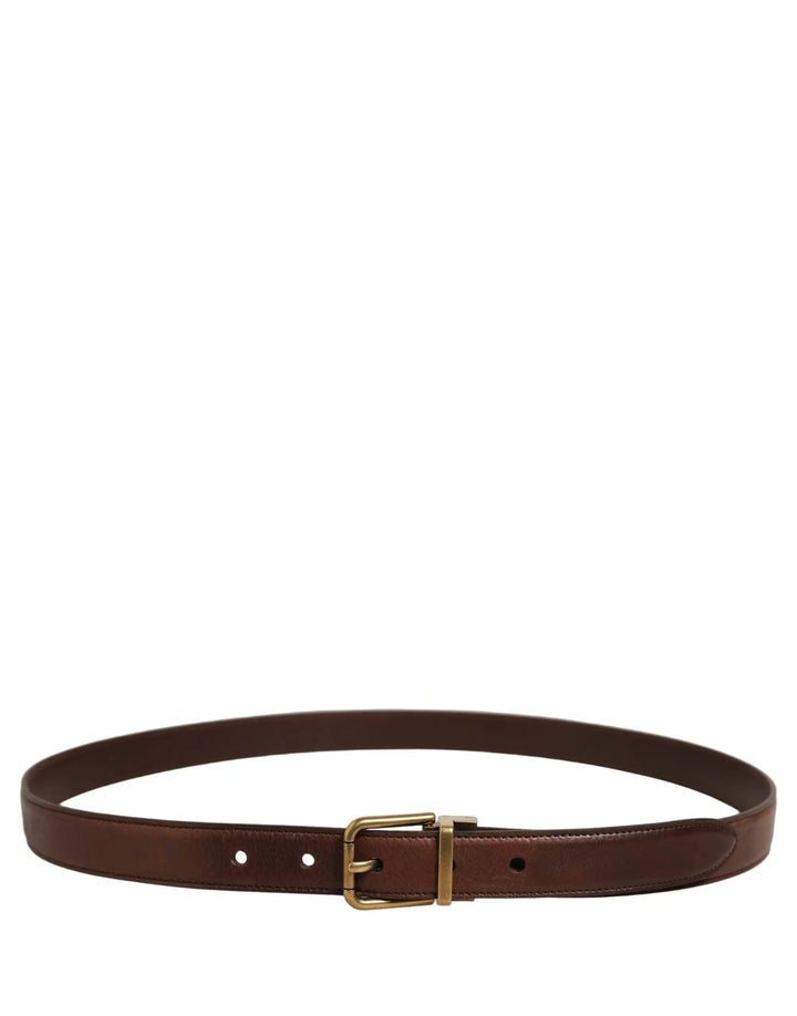 Dolce &amp; Gabbana Sample Sale | Dolce &amp; Gabbana Brown Leather Gold Tone Metal Buckle Belt - | Designer outlet