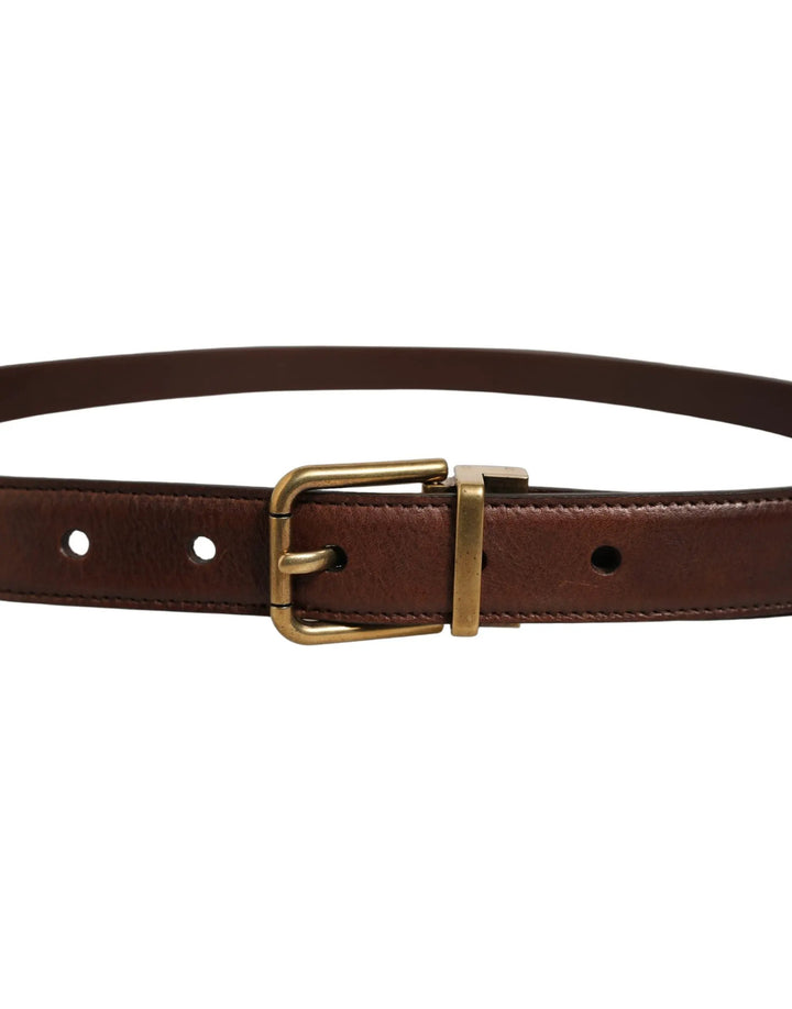 Dolce &amp; Gabbana Sample Sale | Dolce &amp; Gabbana Brown Leather Gold Tone Metal Buckle Belt - | Designer outlet