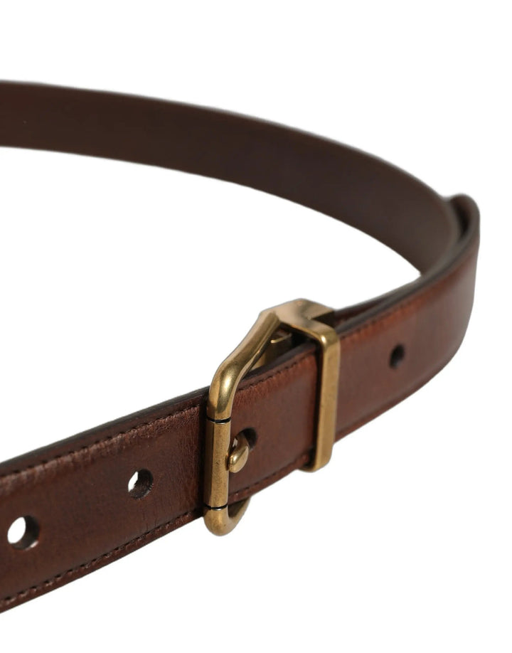 Dolce &amp; Gabbana Sample Sale | Dolce &amp; Gabbana Brown Leather Gold Tone Metal Buckle Belt - | Designer outlet