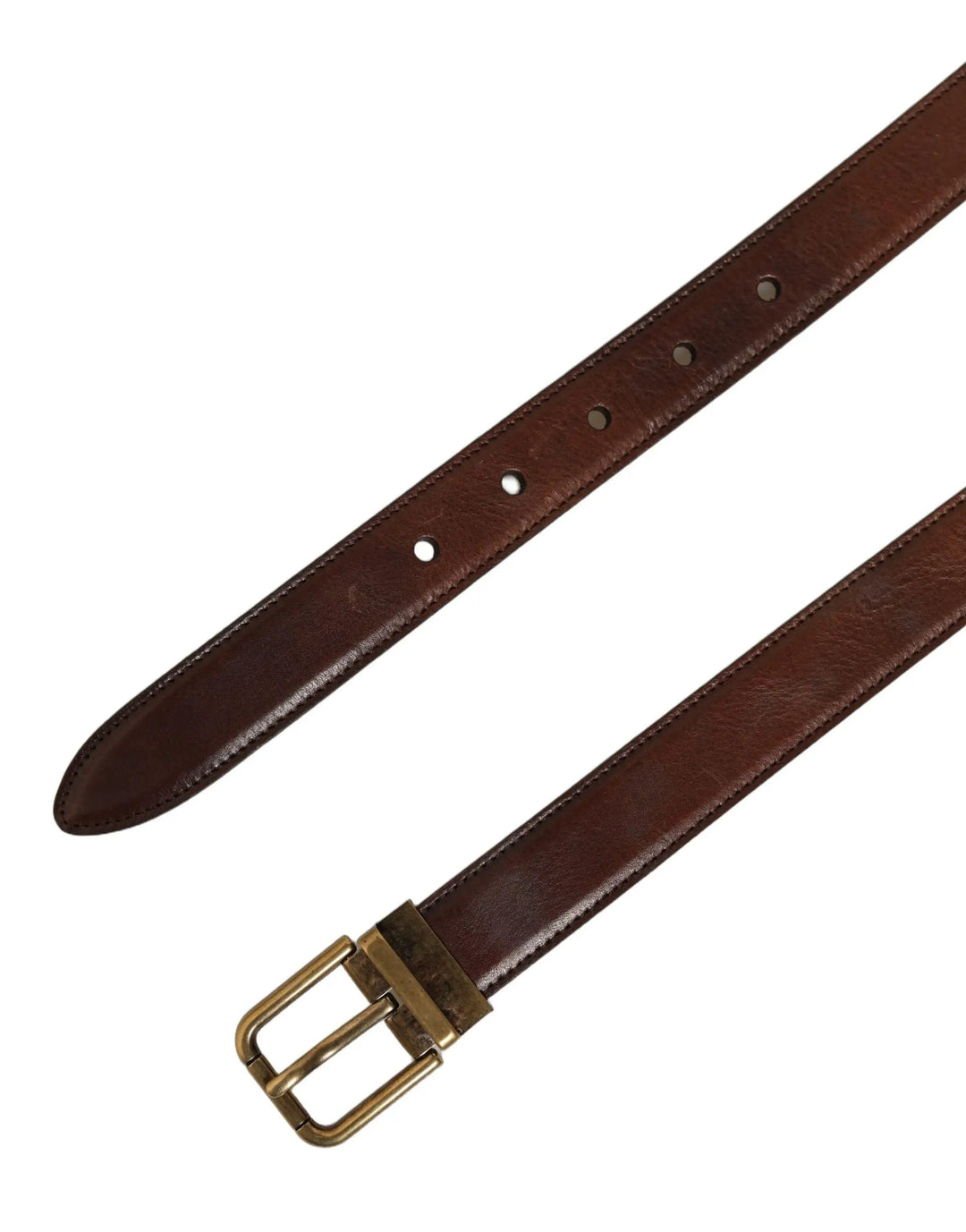 Dolce &amp; Gabbana Sample Sale | Dolce &amp; Gabbana Brown Leather Gold Tone Metal Buckle Belt - | Designer outlet