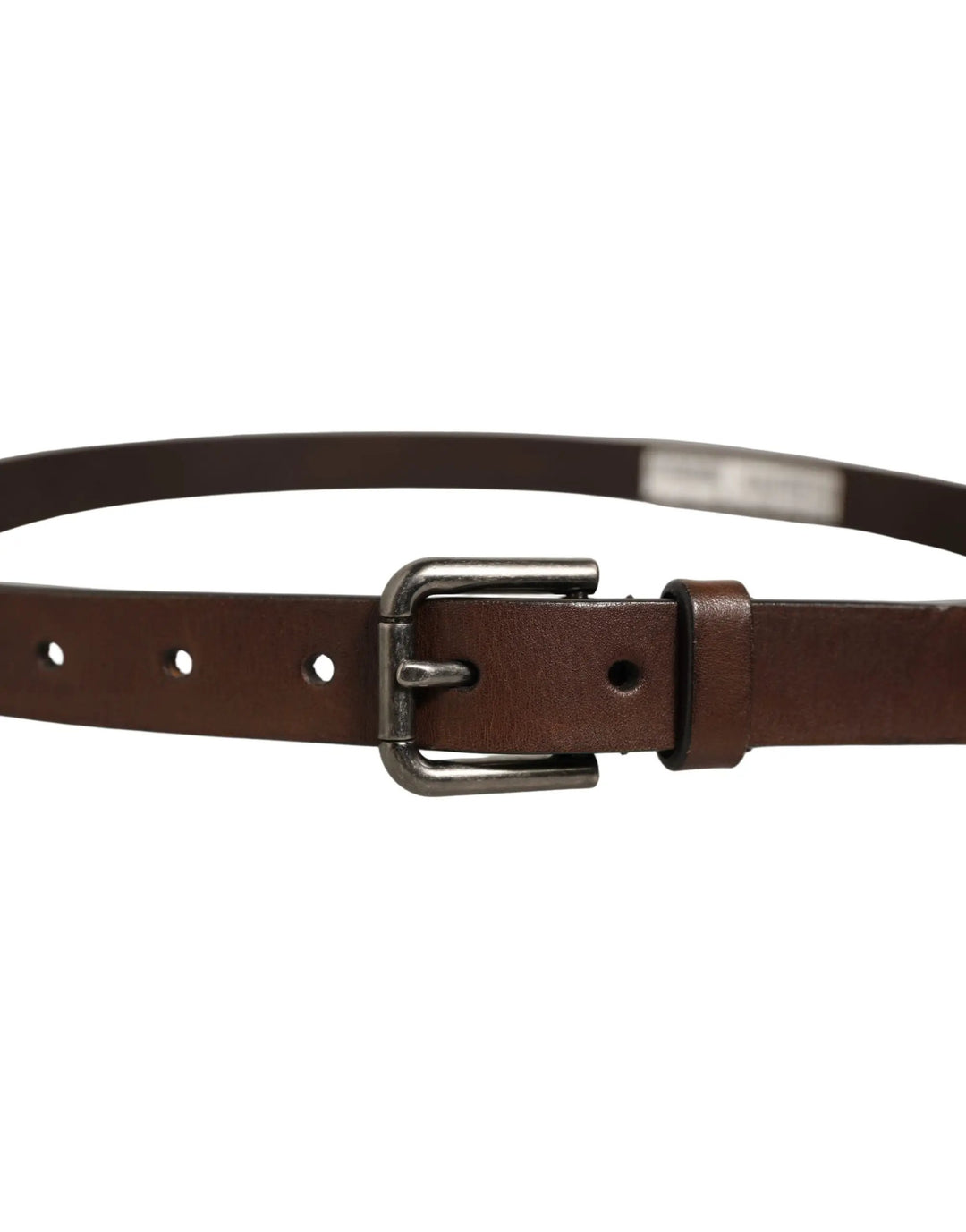 Dolce &amp; Gabbana Sample Sale | Dolce &amp; Gabbana Brown Leather Silver Tone Metal Buckle Belt - | Designer outlet