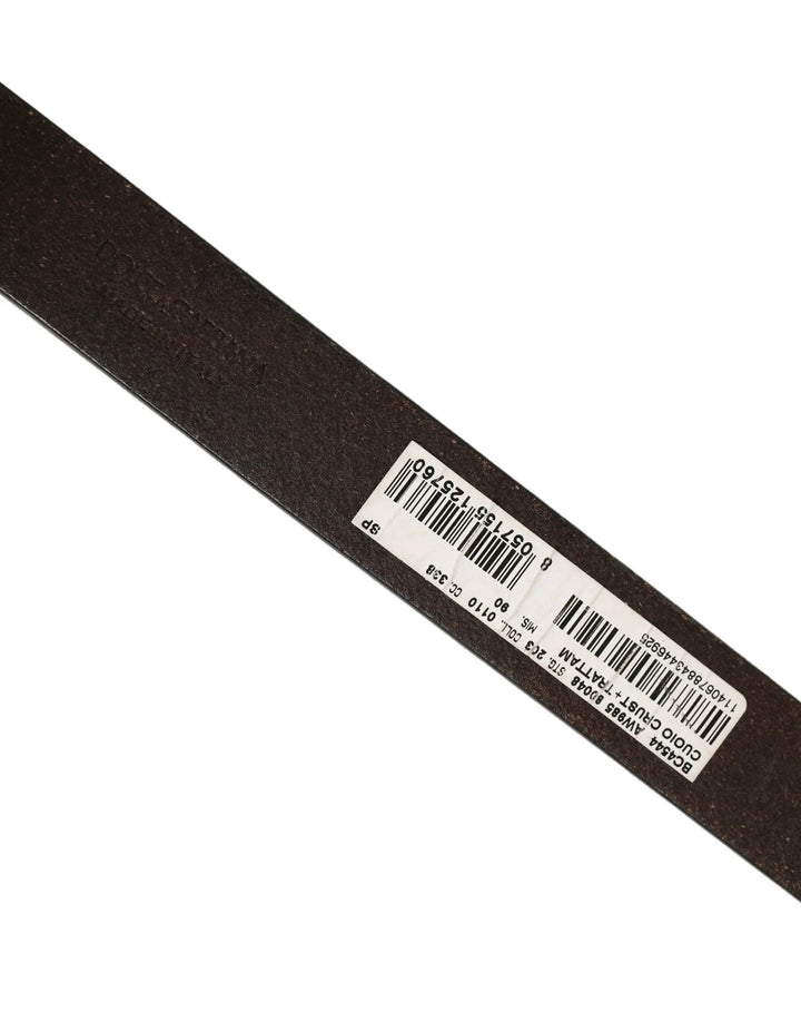 Dolce &amp; Gabbana Sample Sale | Dolce &amp; Gabbana Brown Leather Silver Tone Metal Buckle Belt - | Designer outlet