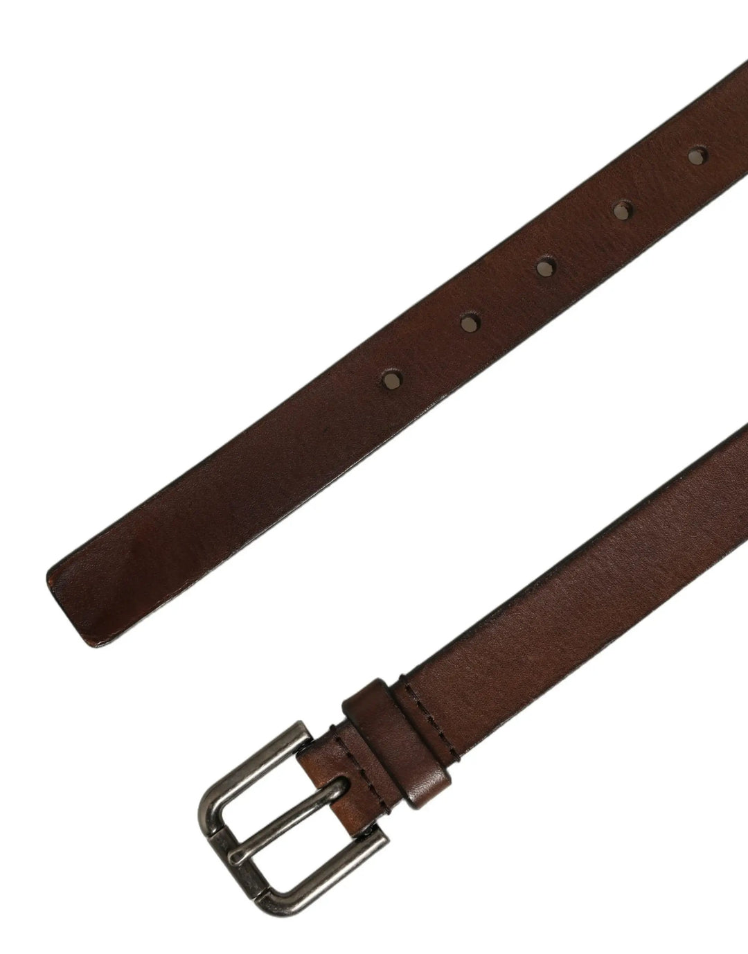 Dolce &amp; Gabbana Sample Sale | Dolce &amp; Gabbana Brown Leather Silver Tone Metal Buckle Belt - | Designer outlet