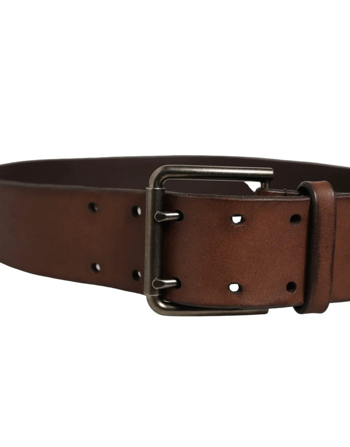 Dolce &amp; Gabbana Sample Sale | Dolce &amp; Gabbana Belt Brown Leather Double Prong Metal Buckle - | Designer outlet