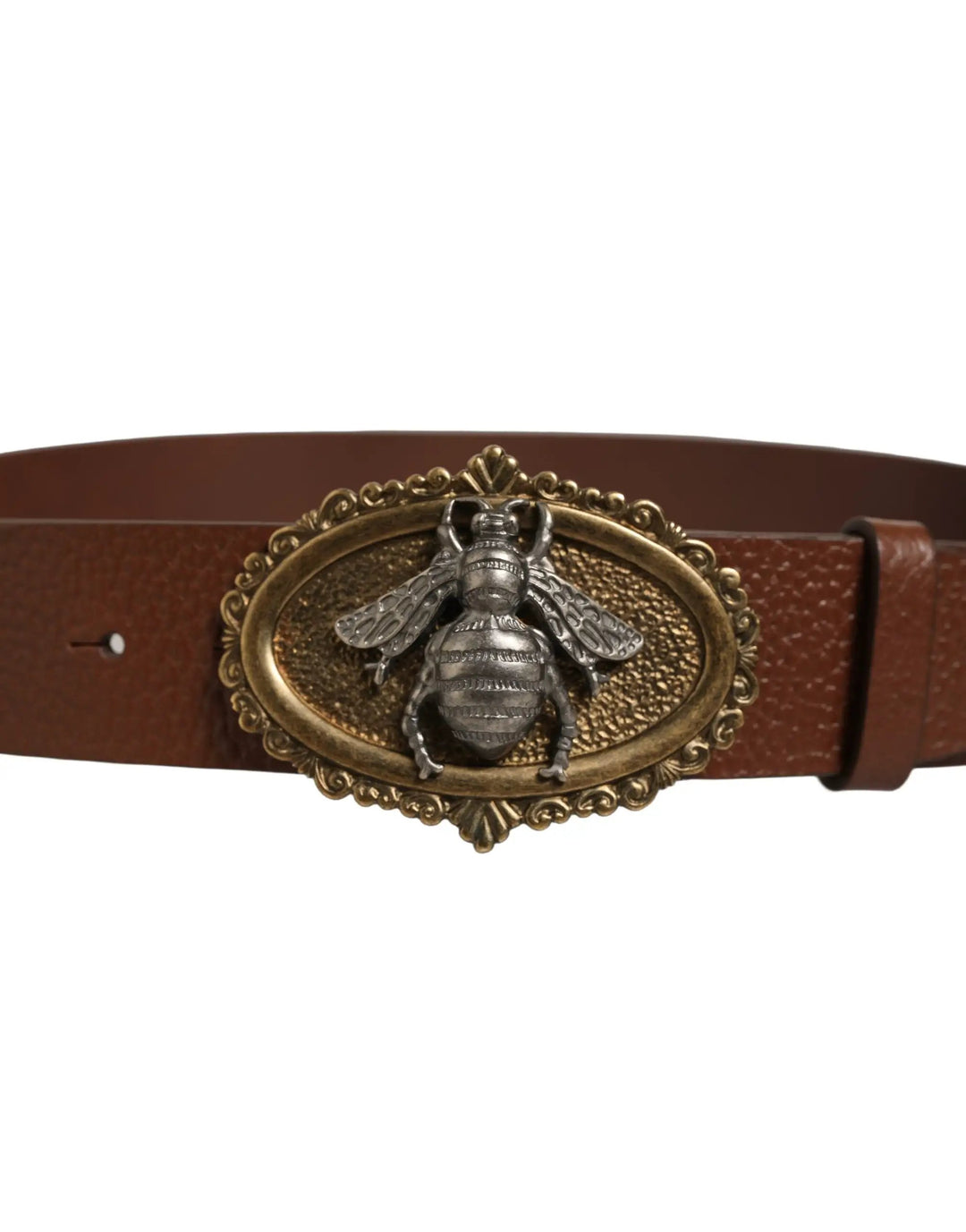 Dolce &amp; Gabbana Sample Sale | Dolce &amp; Gabbana Brown Leather Bee Accent Metal Buckle Belt - | Designer outlet