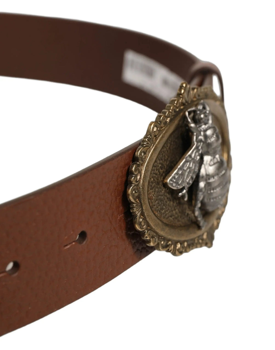Dolce &amp; Gabbana Sample Sale | Dolce &amp; Gabbana Brown Leather Bee Accent Metal Buckle Belt - | Designer outlet