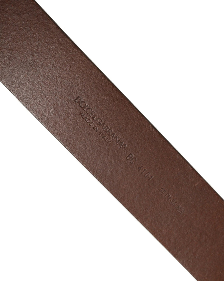 Dolce &amp; Gabbana Sample Sale | Dolce &amp; Gabbana Brown Leather Bee Accent Metal Buckle Belt - | Designer outlet