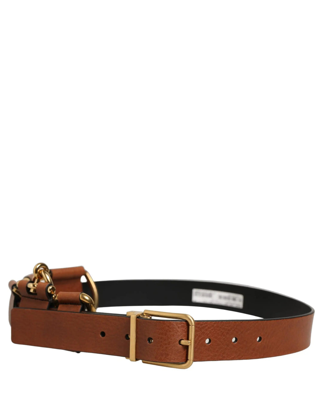 Dolce &amp; Gabbana Sample Sale | Dolce &amp; Gabbana Brown Leather Gold Metal Rings Buckle Belt - | Designer outlet