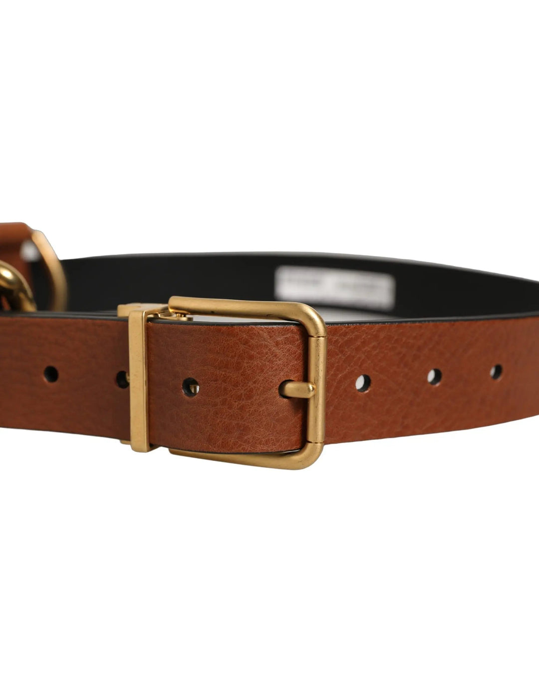 Dolce &amp; Gabbana Sample Sale | Dolce &amp; Gabbana Brown Leather Gold Metal Rings Buckle Belt - | Designer outlet