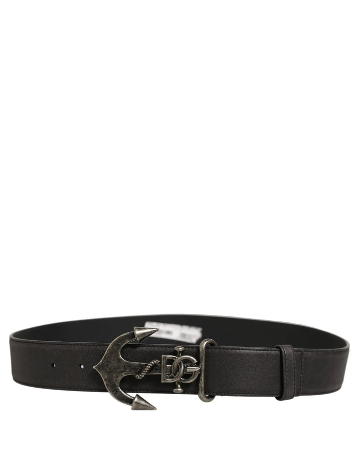 Dolce &amp; Gabbana Sample Sale | Dolce &amp; Gabbana Black Leather Anchor Logo Metal Buckle Belt - | Designer outlet