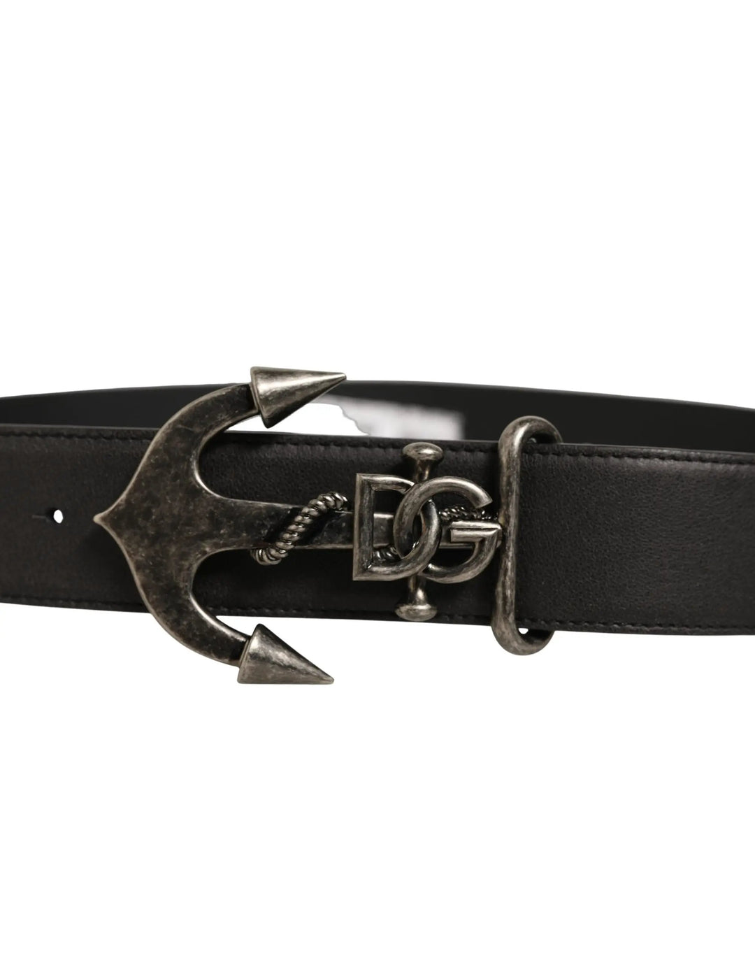 Dolce &amp; Gabbana Sample Sale | Dolce &amp; Gabbana Black Leather Anchor Logo Metal Buckle Belt - | Designer outlet