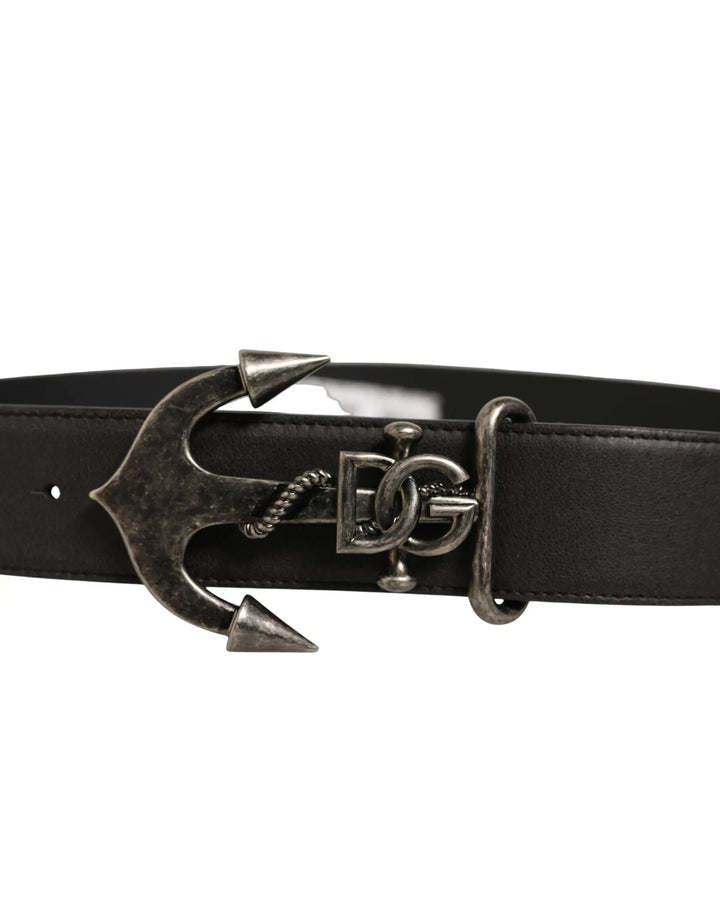 Dolce &amp; Gabbana Sample Sale | Dolce &amp; Gabbana Black Leather Anchor Logo Metal Buckle Belt - | Designer outlet