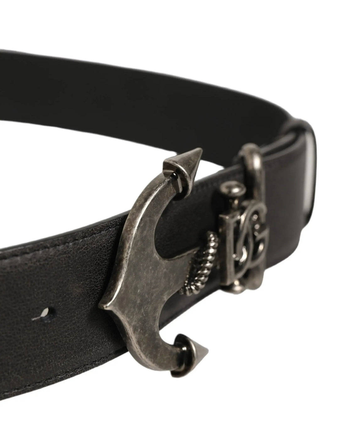 Dolce &amp; Gabbana Sample Sale | Dolce &amp; Gabbana Black Leather Anchor Logo Metal Buckle Belt - | Designer outlet