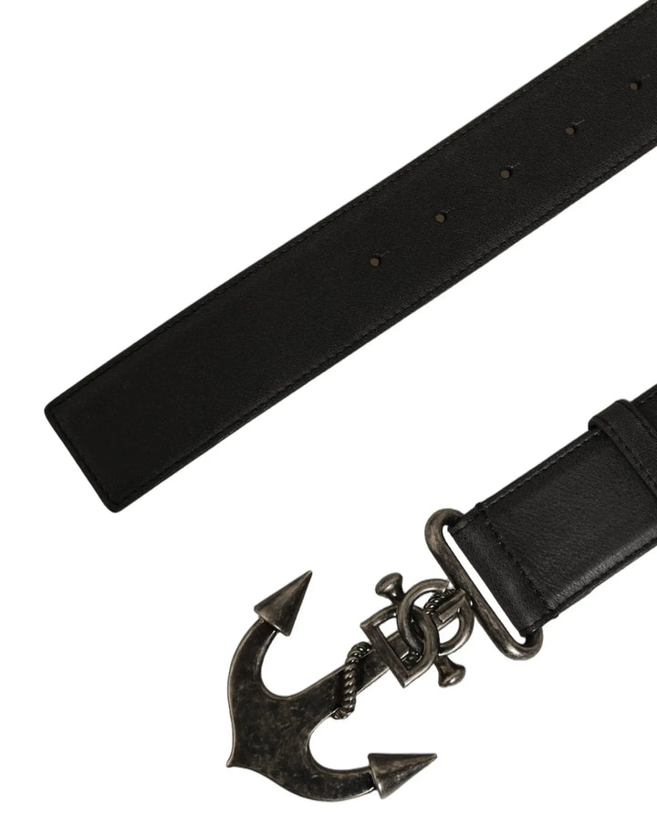 Dolce &amp; Gabbana Sample Sale | Dolce &amp; Gabbana Black Leather Anchor Logo Metal Buckle Belt - | Designer outlet