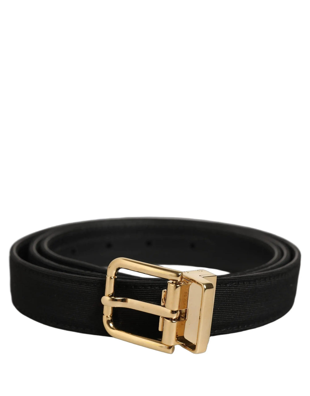 Dolce & Gabbana Sample Sale | Dolce & Gabbana Black Canvas Leather Gold Metal Buckle Belt - | Designer outlet