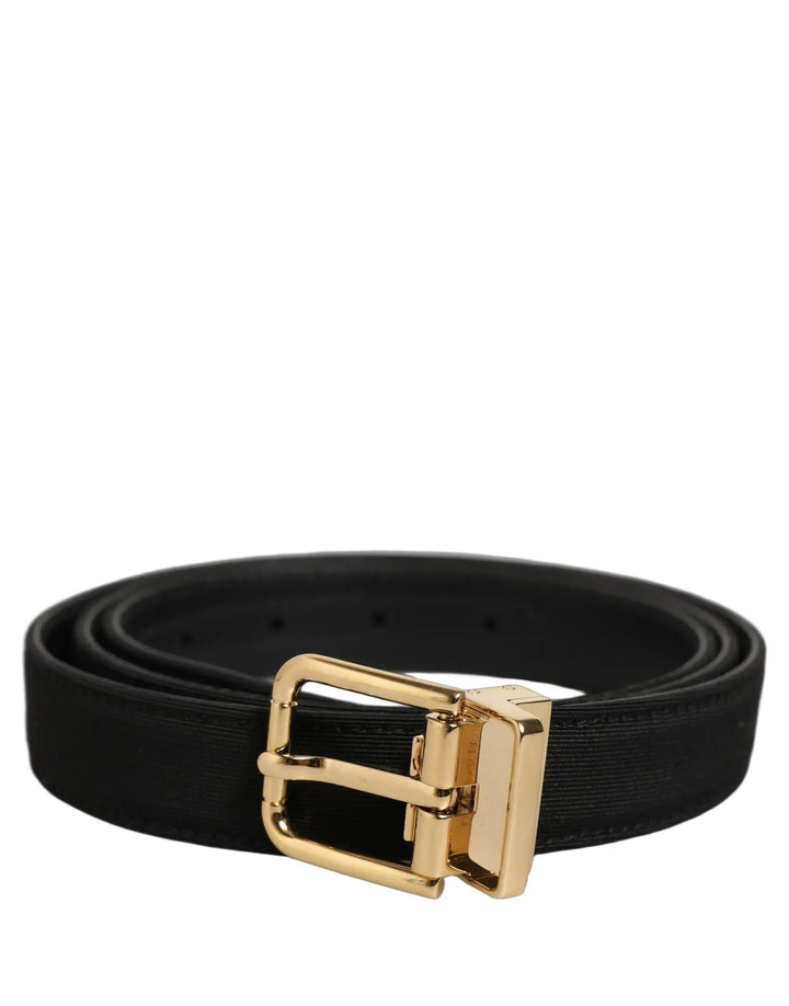Dolce &amp; Gabbana Sample Sale | Dolce &amp; Gabbana Black Canvas Leather Gold Metal Buckle Belt - | Designer outlet