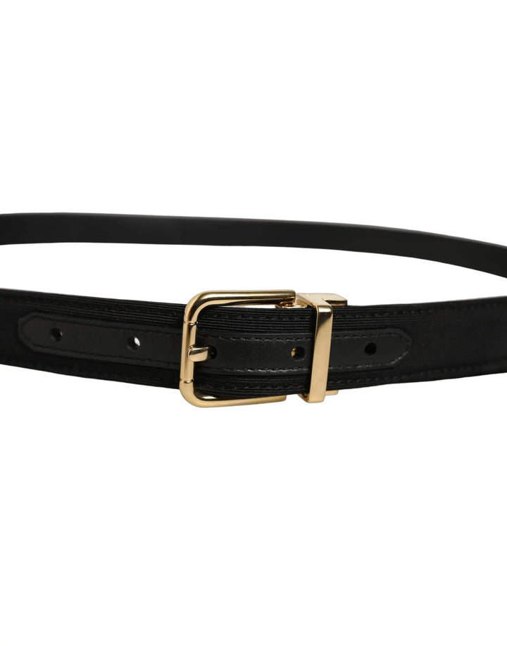 Dolce &amp; Gabbana Sample Sale | Dolce &amp; Gabbana Black Canvas Leather Gold Metal Buckle Belt - | Designer outlet