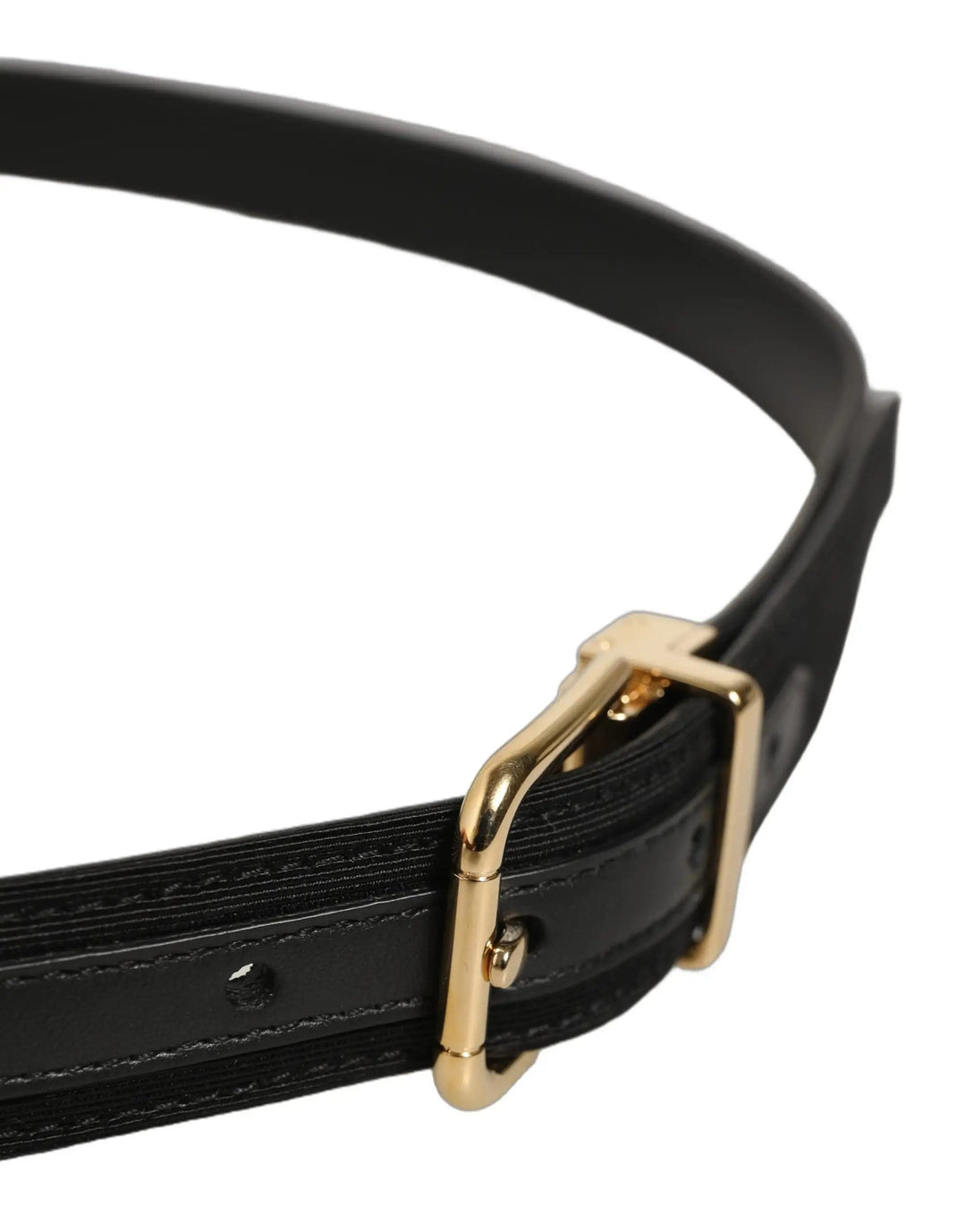 Dolce &amp; Gabbana Sample Sale | Dolce &amp; Gabbana Black Canvas Leather Gold Metal Buckle Belt - | Designer outlet