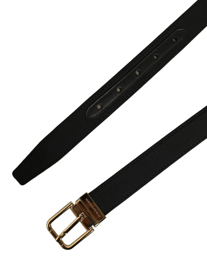 Dolce &amp; Gabbana Sample Sale | Dolce &amp; Gabbana Black Canvas Leather Gold Metal Buckle Belt - | Designer outlet