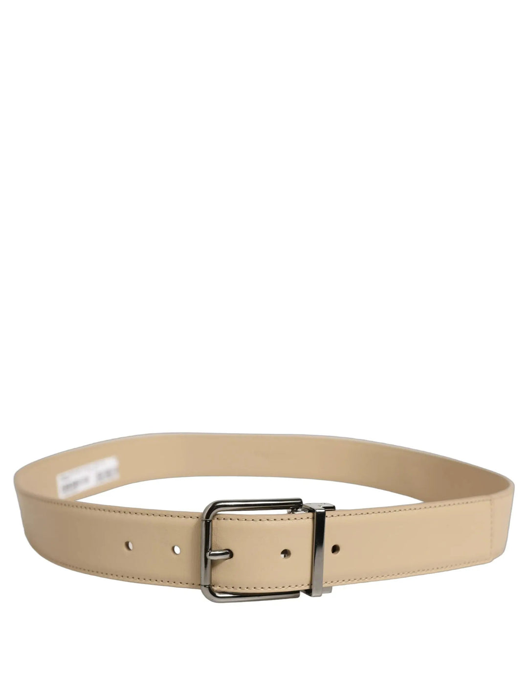 Dolce &amp; Gabbana Sample Sale | Dolce &amp; Gabbana Beige Leather Silver Tone Metal Buckle Belt - | Designer outlet
