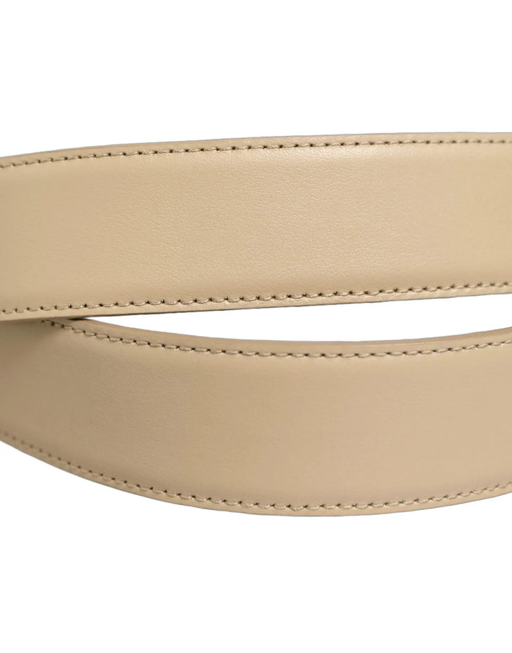 Dolce &amp; Gabbana Sample Sale | Dolce &amp; Gabbana Beige Leather Silver Tone Metal Buckle Belt - | Designer outlet